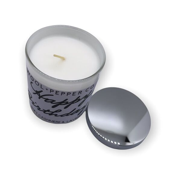 NWT Wool + Pepper Co. HAPPY BIRTHDAY Soy Candle - Soft Cashmere & Lavender - Picture 4 of 4